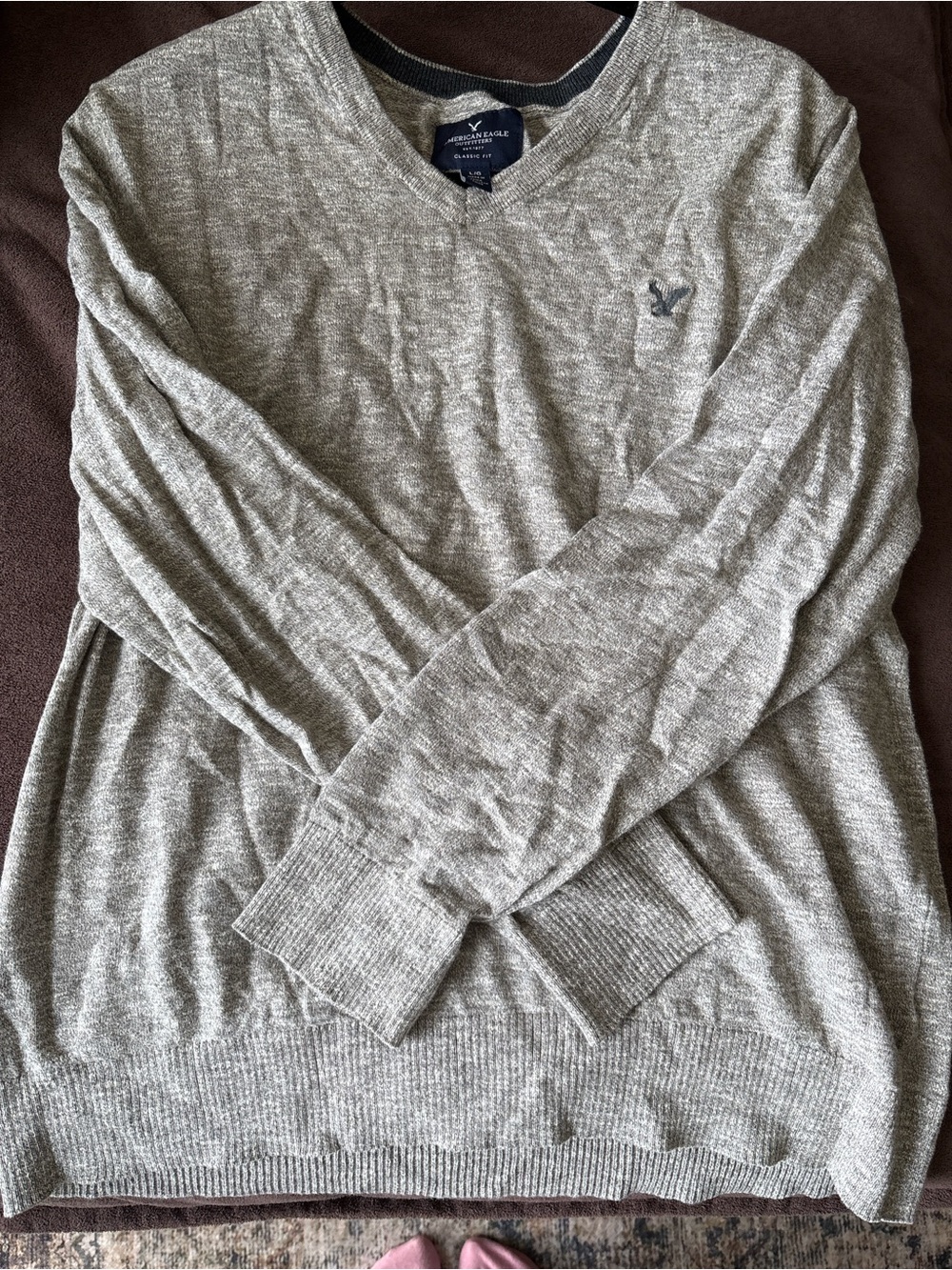 American Eagle Outfitters Men’s Heather Gray V-Neck Sweater